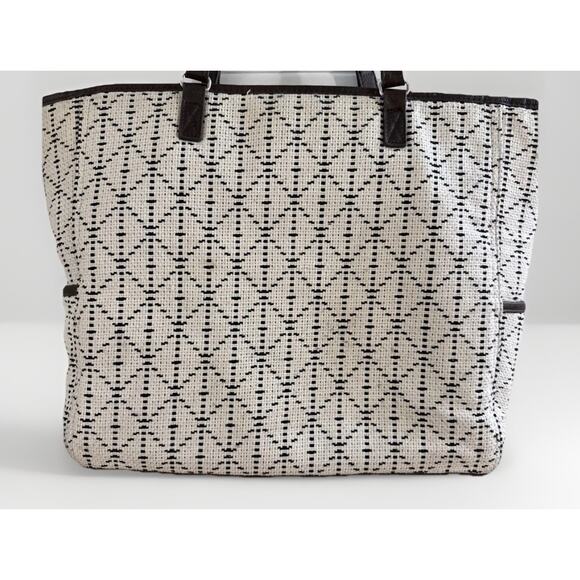 Thirty-One Window Shopper Tote 18x13x6 Natural And Black Basket Weave - Picture 3 of 6